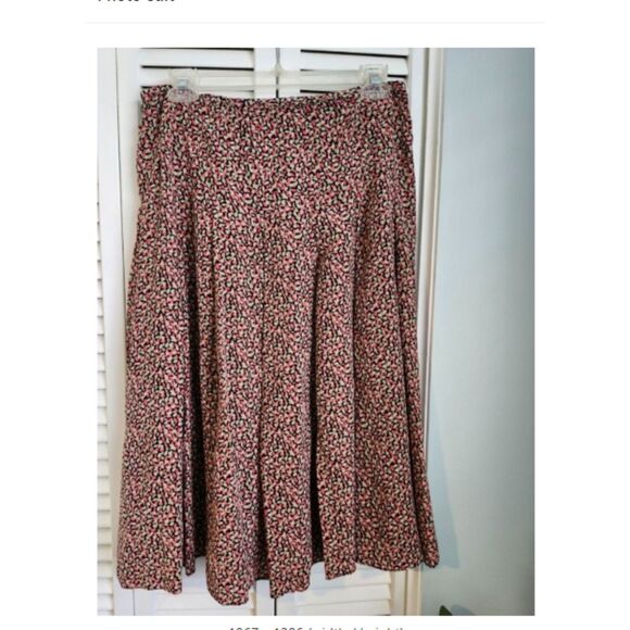 100% Silk Skirt size Large Talbots Pink Black - Picture 1 of 9